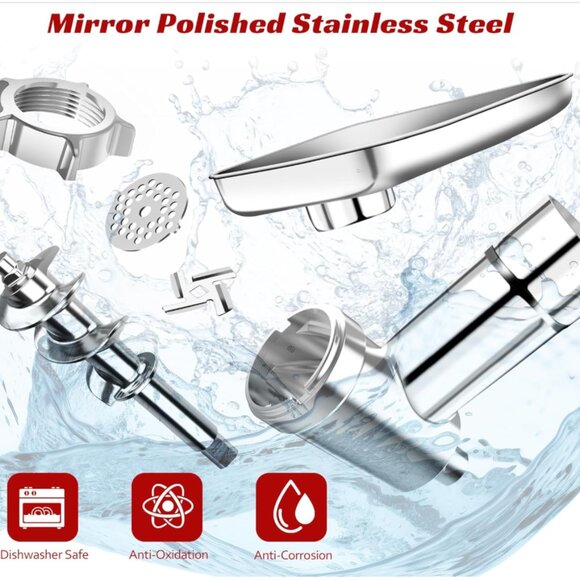 100% Polished Stainless Steel Meat Grinder Attachment for KitchenAid Mixer - Picture 5 of 7